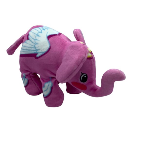 Pop Art Soft Pink Elephant Plush Toy Angel Wings Stuffed Animal 7"x4.5" - Picture 2 of 8